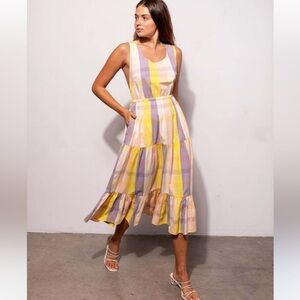 Rujuta Sheth Gemma Tiered Plaid Midi‎ Dress